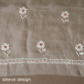 White - 2pc organza silk unstitched hand beads work heavy