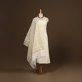 White - 2pc slub silk unstitched plain dress material