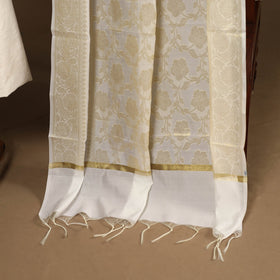 White - 2pc slub silk unstitched plain dress material