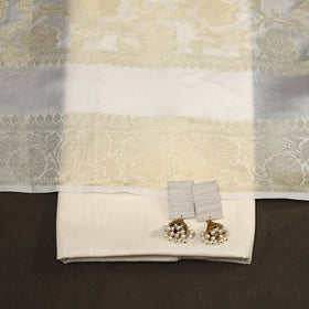 White - 2pc slub silk unstitched plain dress material