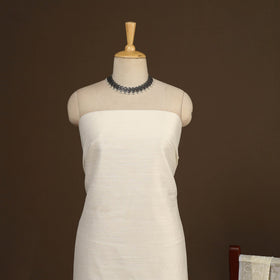 White - 2pc slub silk unstitched plain dress material