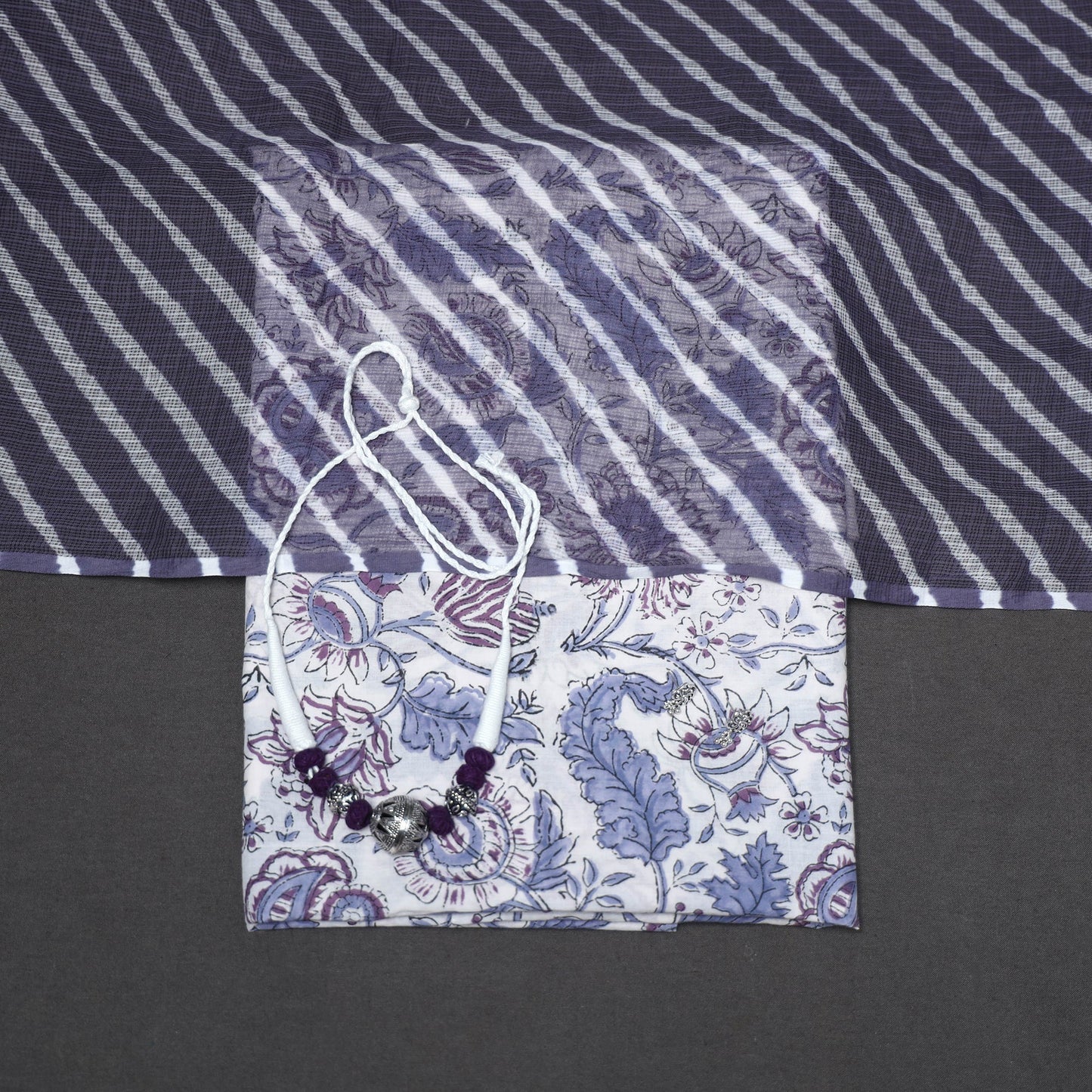 White - 2pc unstitched sanganeri dress material