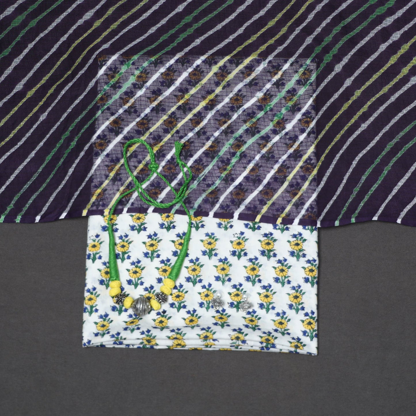 White - 2pc unstitched sanganeri dress material