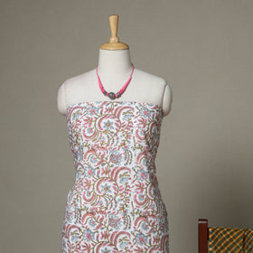 White - 2pc unstitched sanganeri dress material