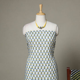 White - 2pc unstitched sanganeri dress material