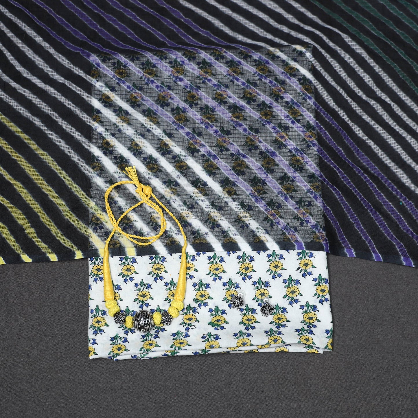 White - 2pc unstitched sanganeri dress material