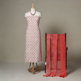 White - 2pc unstitched sanganeri dress material