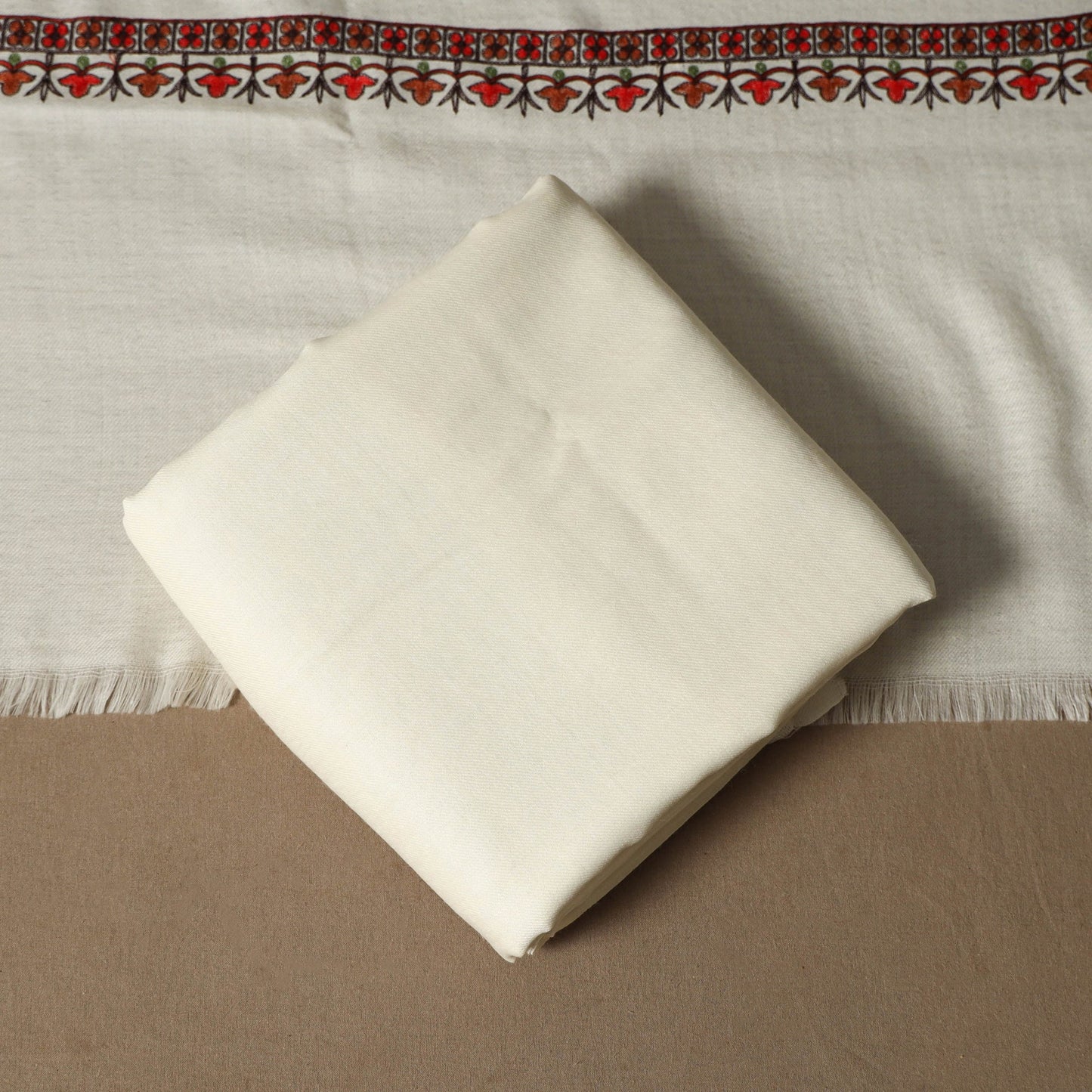 White - 3pc chain stitch aari hand embroidered merino wool