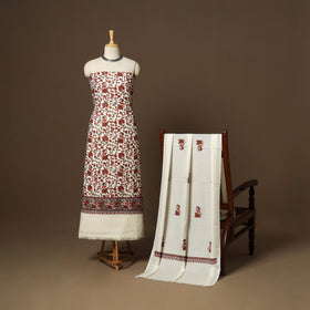 White - 3pc chain stitch aari hand embroidered merino wool