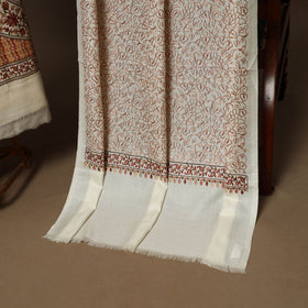 White - 3pc chain stitch hand embroidered merino wool