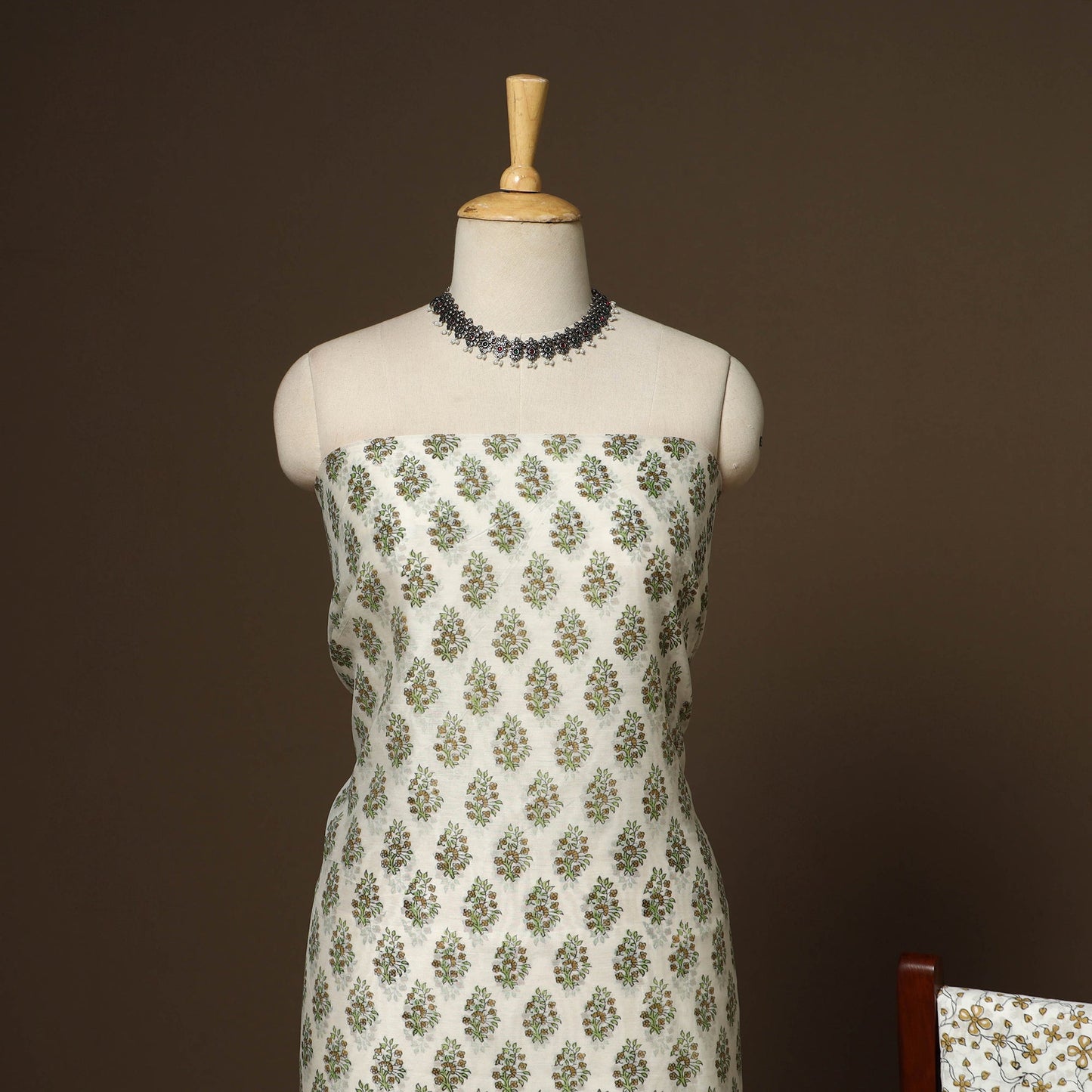 3pc chanderi silk unstitched hand sanganeri dress material