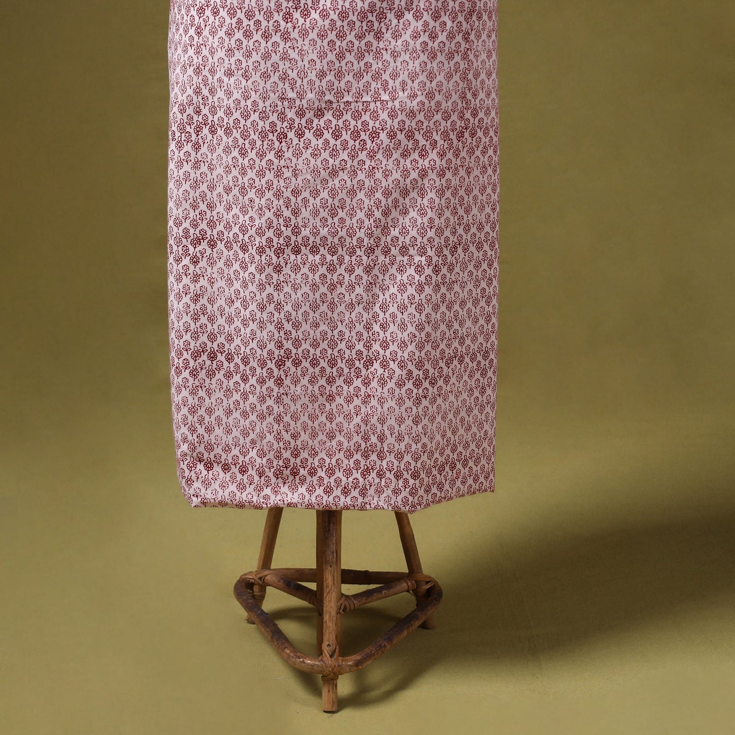 White 3pc Cotton Bagh Print Dress Material with Jewellery Set 