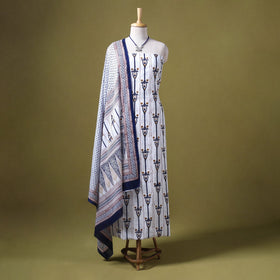 White - 3pc cotton bagh unstitched dress material