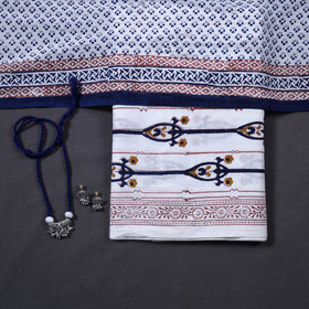 White - 3pc cotton bagh unstitched dress material