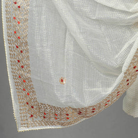 White 3pc Cotton Gota Patti Work Kota Doria Dress Material