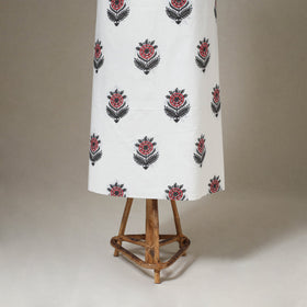 White 3pc Block Print Cotton Sanganeri Dress Material