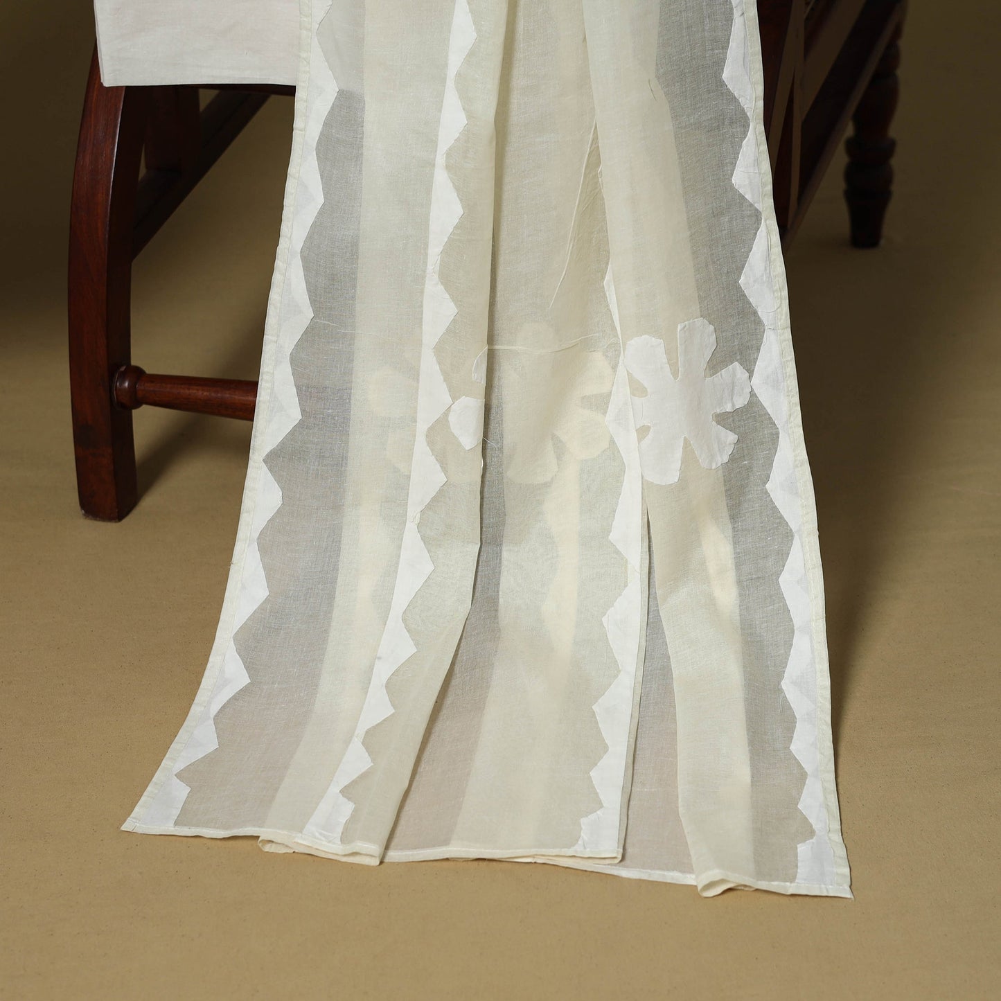 White - 3pc cotton unstitched barmer applique cut work