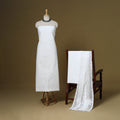 White - 3pc cotton unstitched barmer applique cut work
