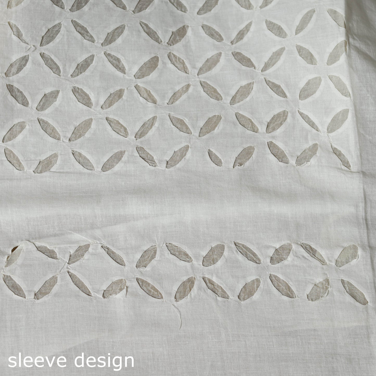 White - 3pc cotton unstitched barmer applique cut work