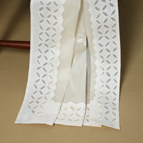 White - 3pc cotton unstitched barmer applique cut work