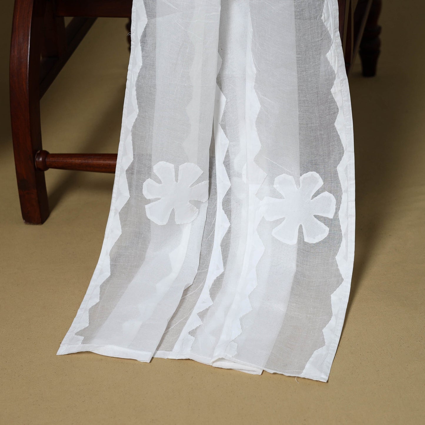 White - 3pc cotton unstitched barmer applique cut work