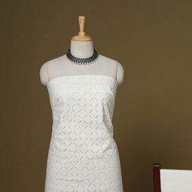 White - 3pc cotton unstitched barmer applique cut work