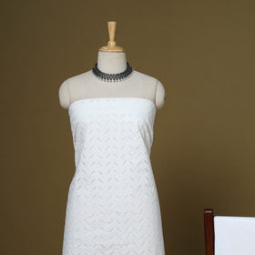 White - 3pc cotton unstitched barmer applique cut work