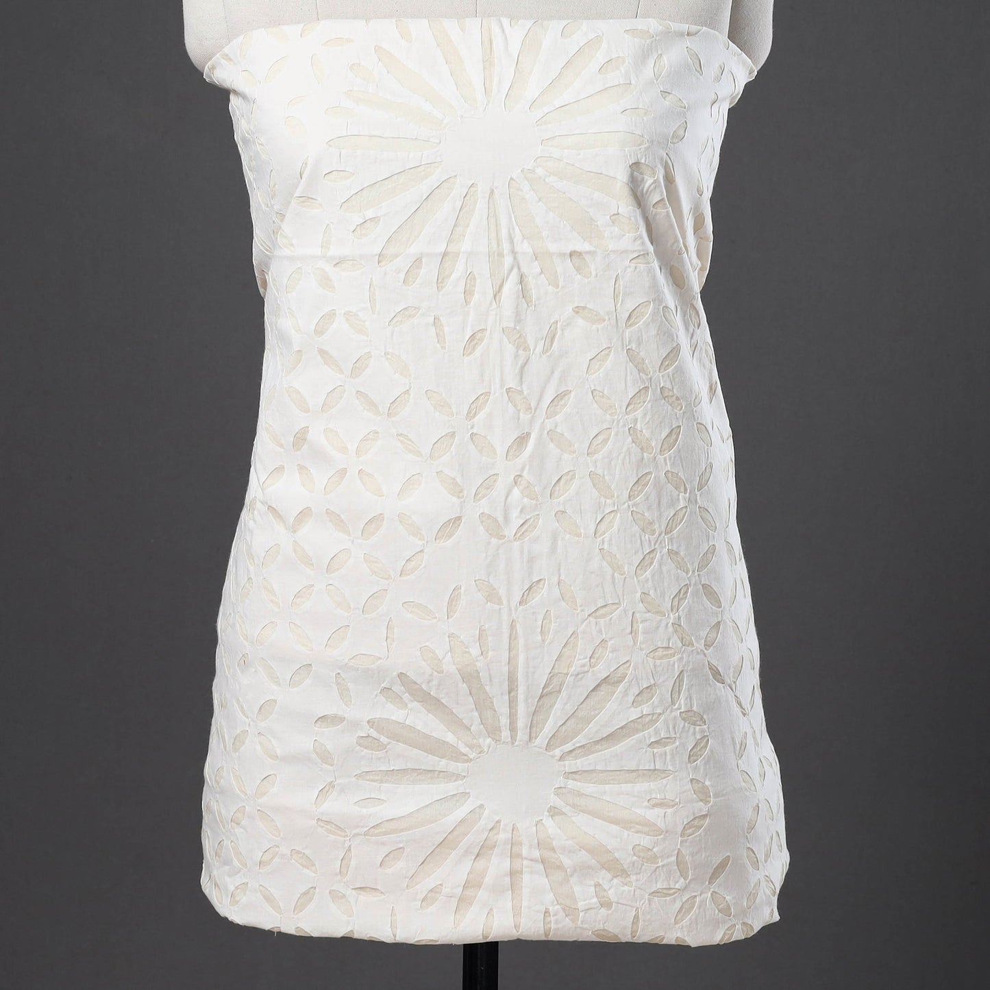 Buy White 3pc Cut Work Cotton Barmer Applique Dress Material