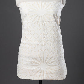 Buy White 3pc Cut Work Cotton Barmer Applique Dress Material