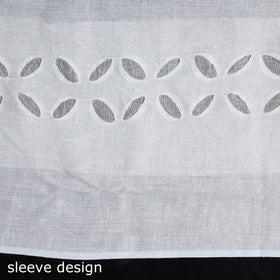 Buy White 3pc Cut Work Cotton Barmer Applique Dress Material