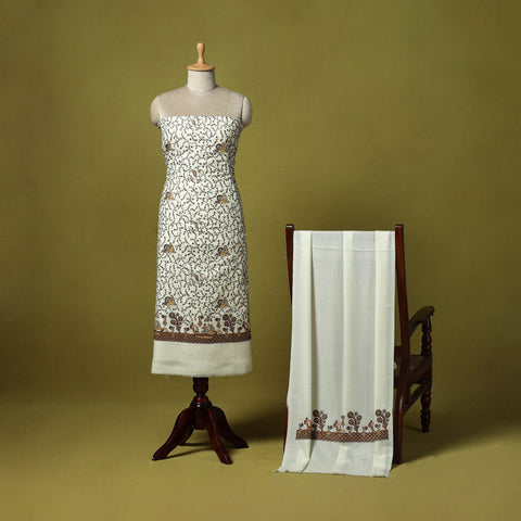 3pc embroidered merino wool unstitched dress material 16