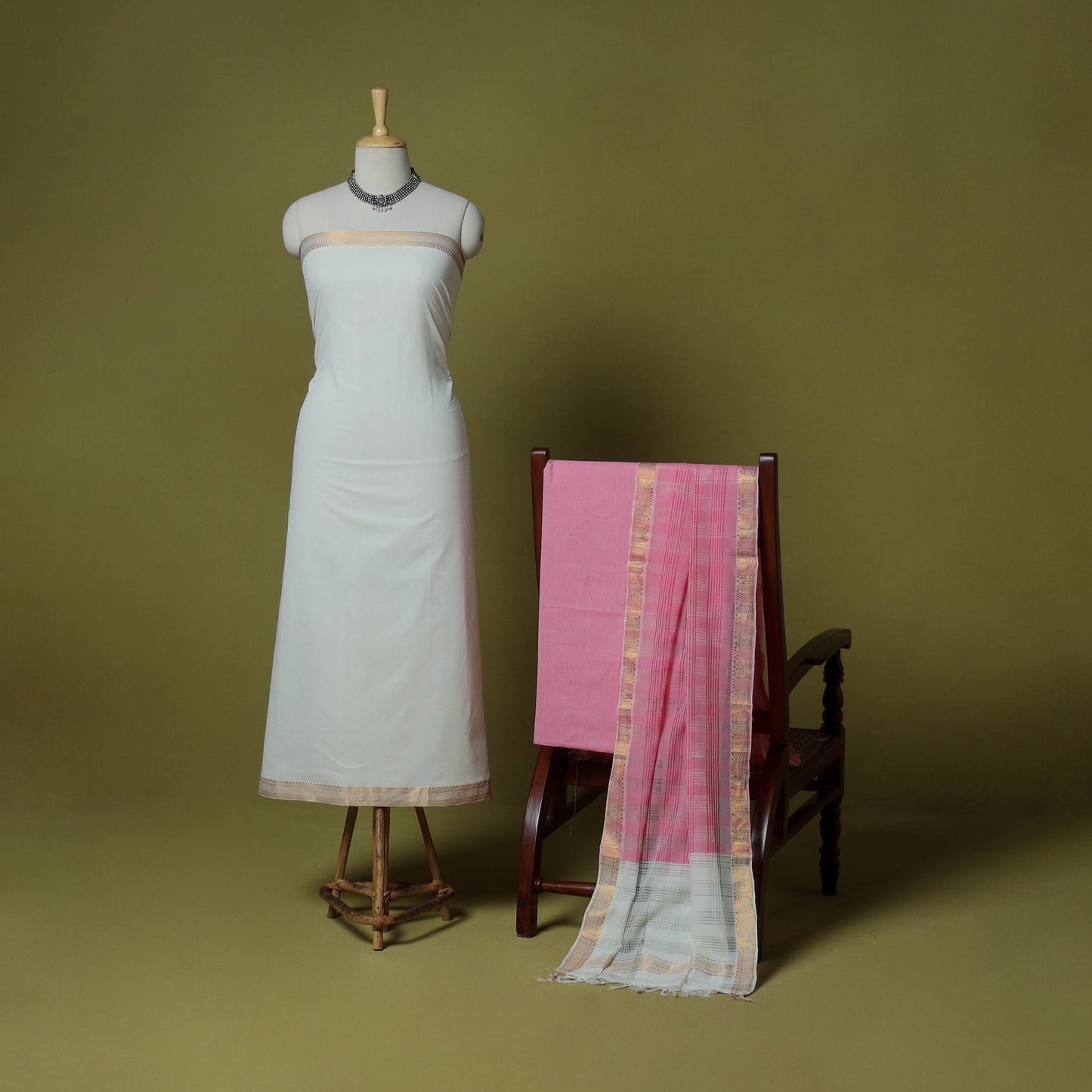 White - 3pc handloom cotton mangalagiri dress material 03