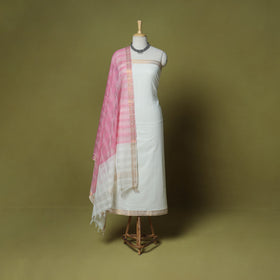 White - 3pc handloom cotton mangalagiri dress material 03