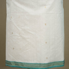 White - 3pc Handloom Zari Buti Unstitched Chanderi Silk Dress Material 