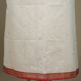 White - 3pc Handloom Zari Buti Unstitched Chanderi Silk Dress Material 