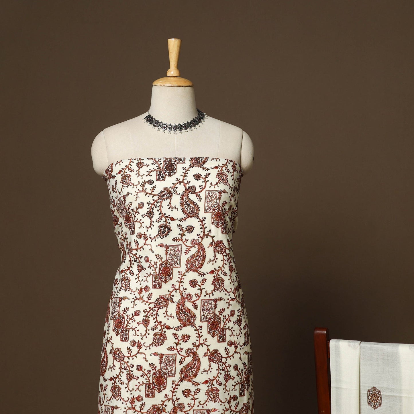 White - 3pc heavy hand embroidered work merino wool