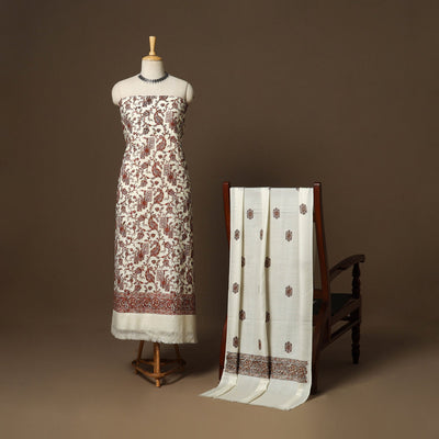 White - 3pc heavy hand embroidered work merino wool