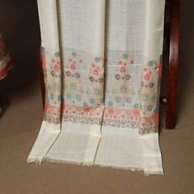 White - 3pc jacquard weave merino wool unstitched dress