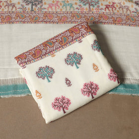 White - 3pc jacquard weave merino wool unstitched dress