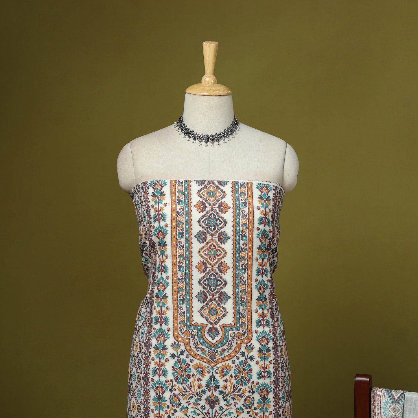 3pc jacquard weave merino wool unstitched dress material 33