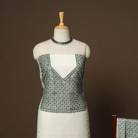 White - 3pc kashmiri merino wool unstitched heavy sozni