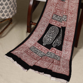 White - 3pc Modal Silk Unstitched Bagh Print Suit Material Set 