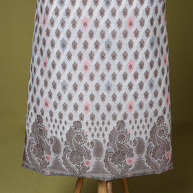 White - 3pc tanchoi cotton unstitched banarasi dress