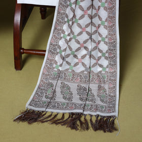 White - 3pc tanchoi cotton unstitched banarasi dress