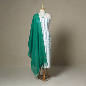 White - 3pc unstitched sambalpuri ikat dress material