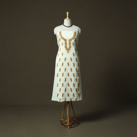 Aari hand embroidery cotton 2pc unstitched dress material