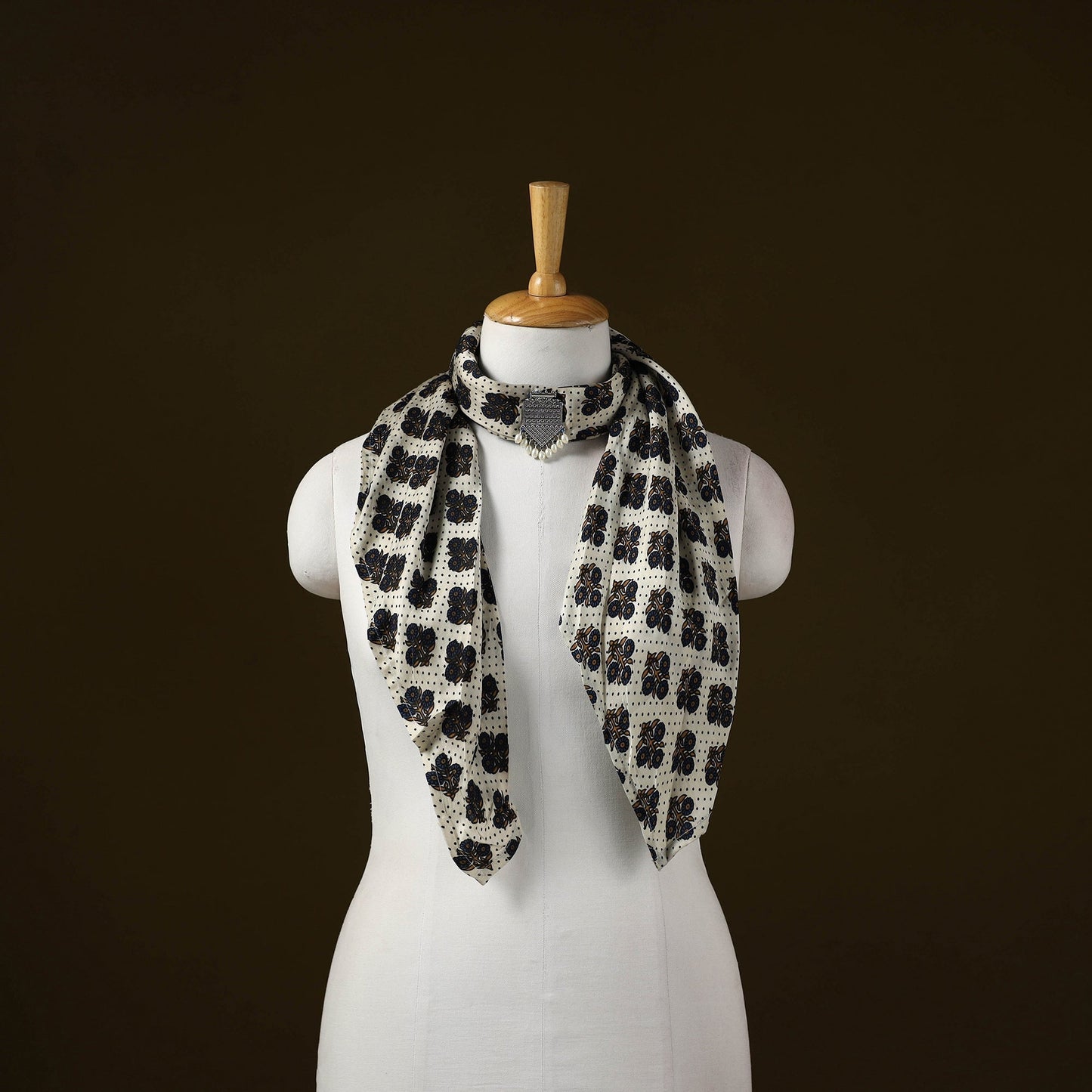 Modal silk pendant necklace scarf 48 - handcrafted