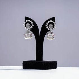  Antique Silver Finish Oxidised Brass Base Jhumki Earrings 