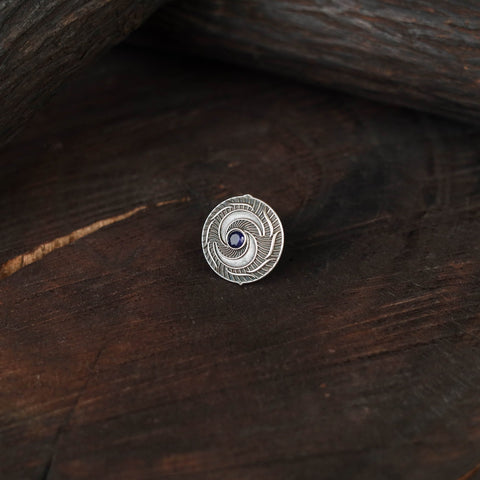 White - antique silver finish oxidised stone work ring 84