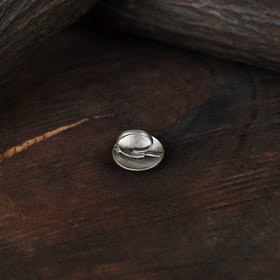 White - antique silver finish oxidised stone work ring 88